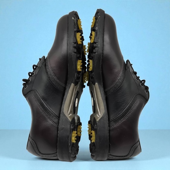 Classic Comfort Vintage Dexter Golf Shoes Sz 8M Brown Black Leather Soft Spikes - Picture 12 of 14